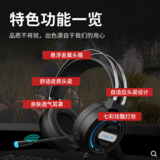 狼蛛 S603头戴式降噪电竞游戏USB7.1声道听声变位耳机耳麦